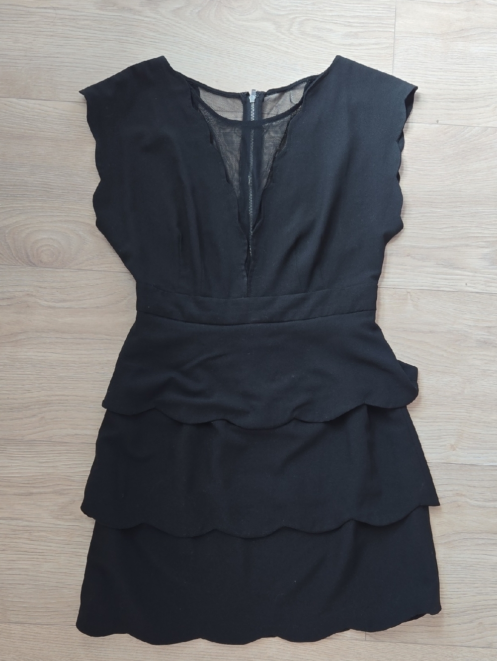 Little Black Scalloped Tiered Dress